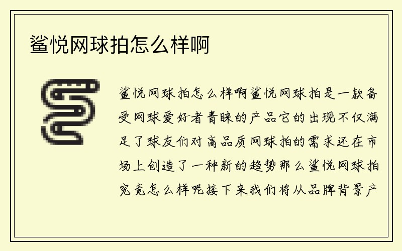 鲨悦网球拍怎么样啊